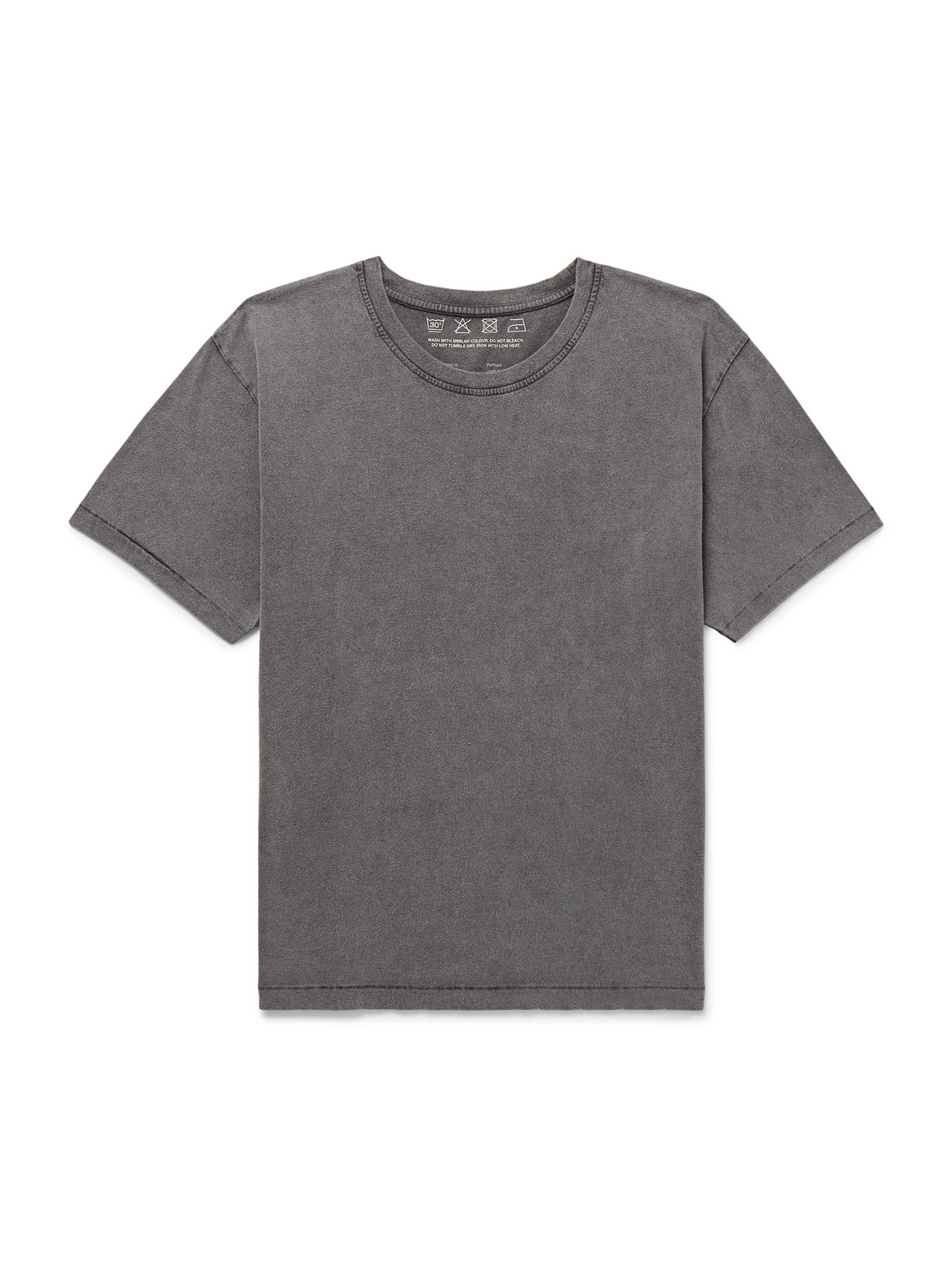 Mfpen New Garment-dyed Brushed Organic Cotton-jersey T-shirt In Gray