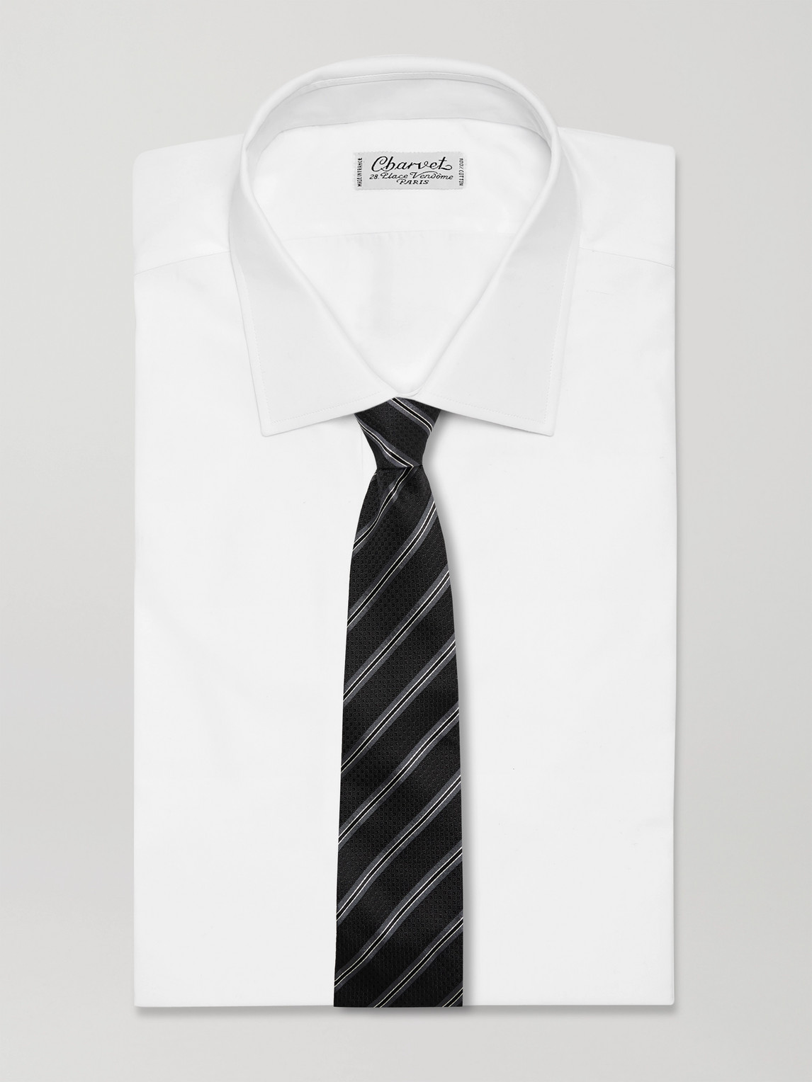 Mfpen 6cm Striped Silk Tie In Black