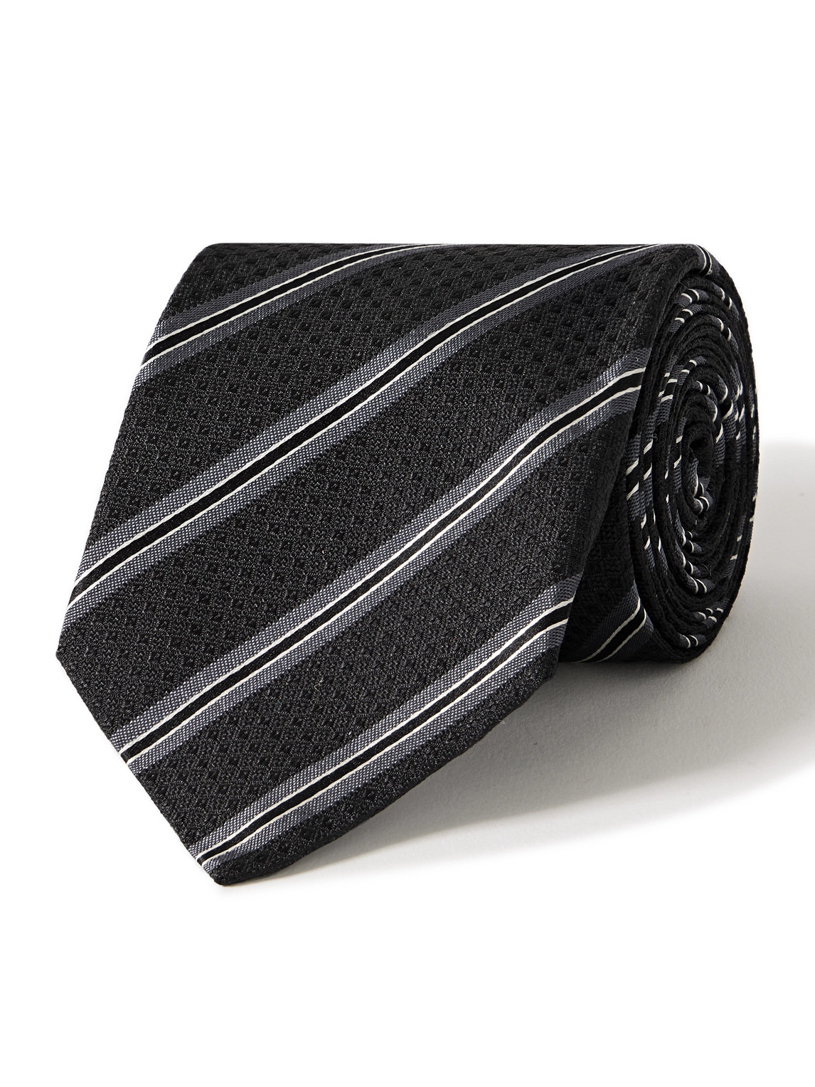 Mfpen 6cm Striped Silk Tie In Black