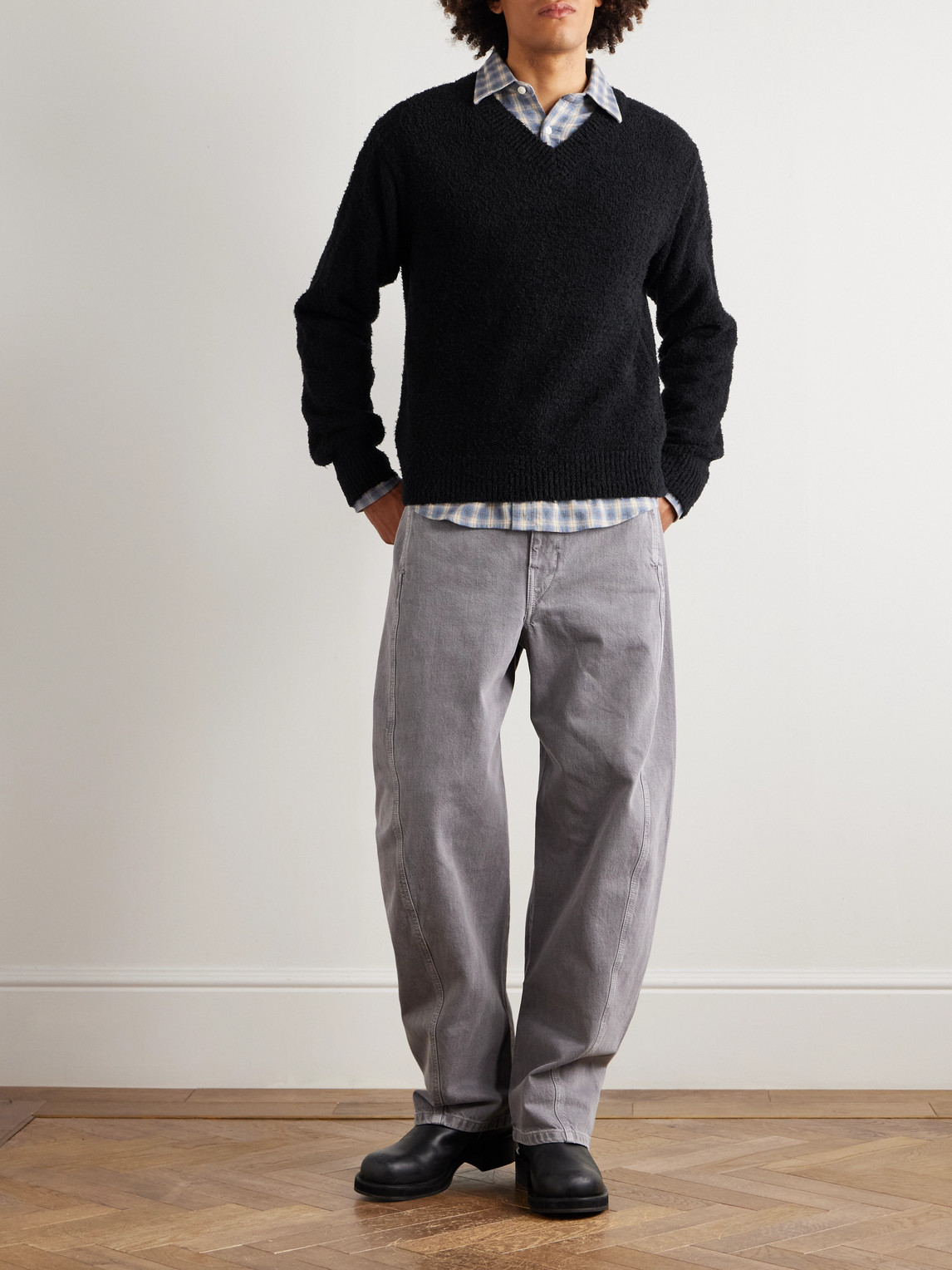 Mfpen Combed Organic Cotton Sweater In Black