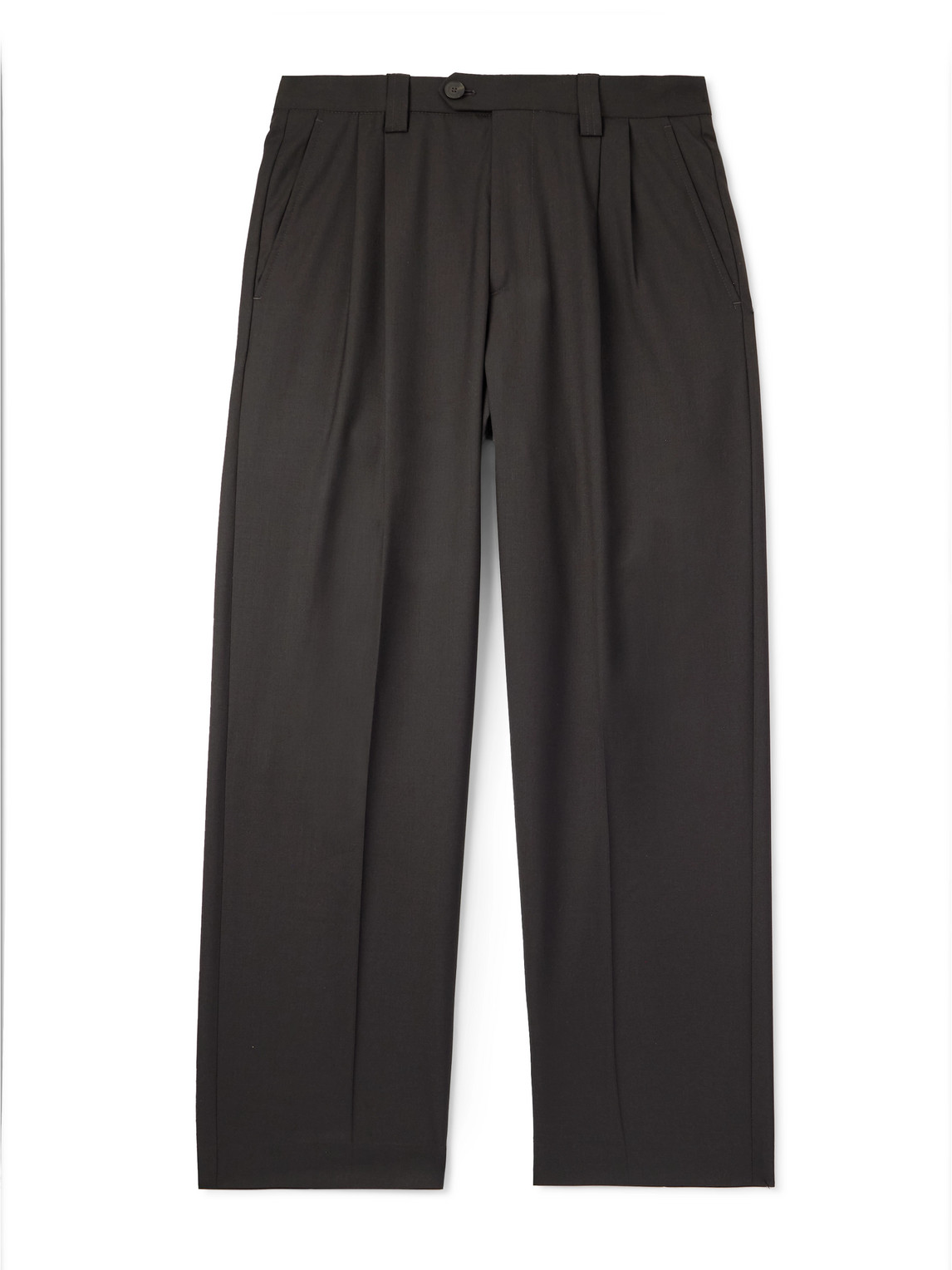Mfpen Classic Wide-leg Pleated Wool-twill Trousers In Black