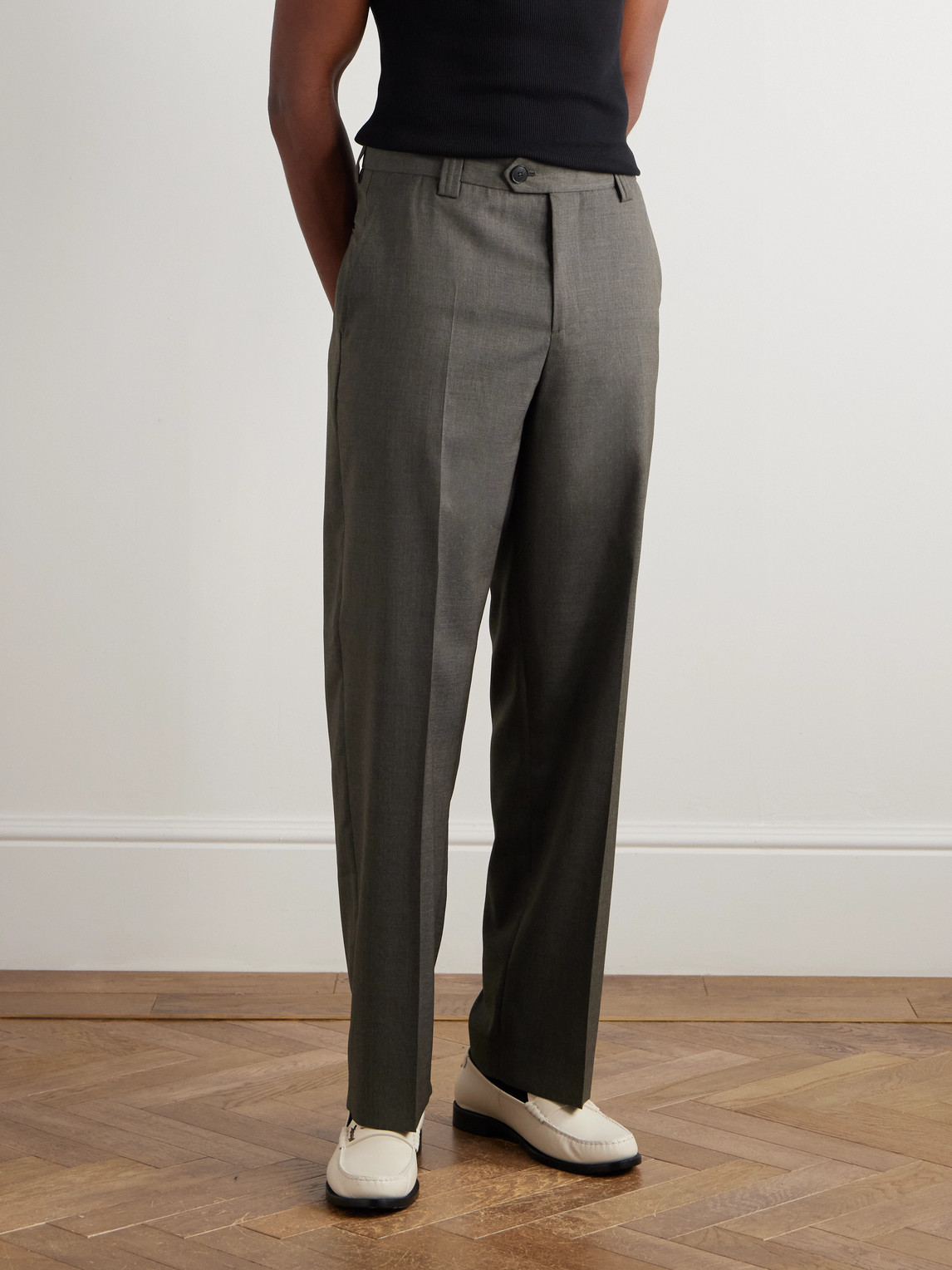 Mfpen Study Straight-leg Wool Trousers In Gray
