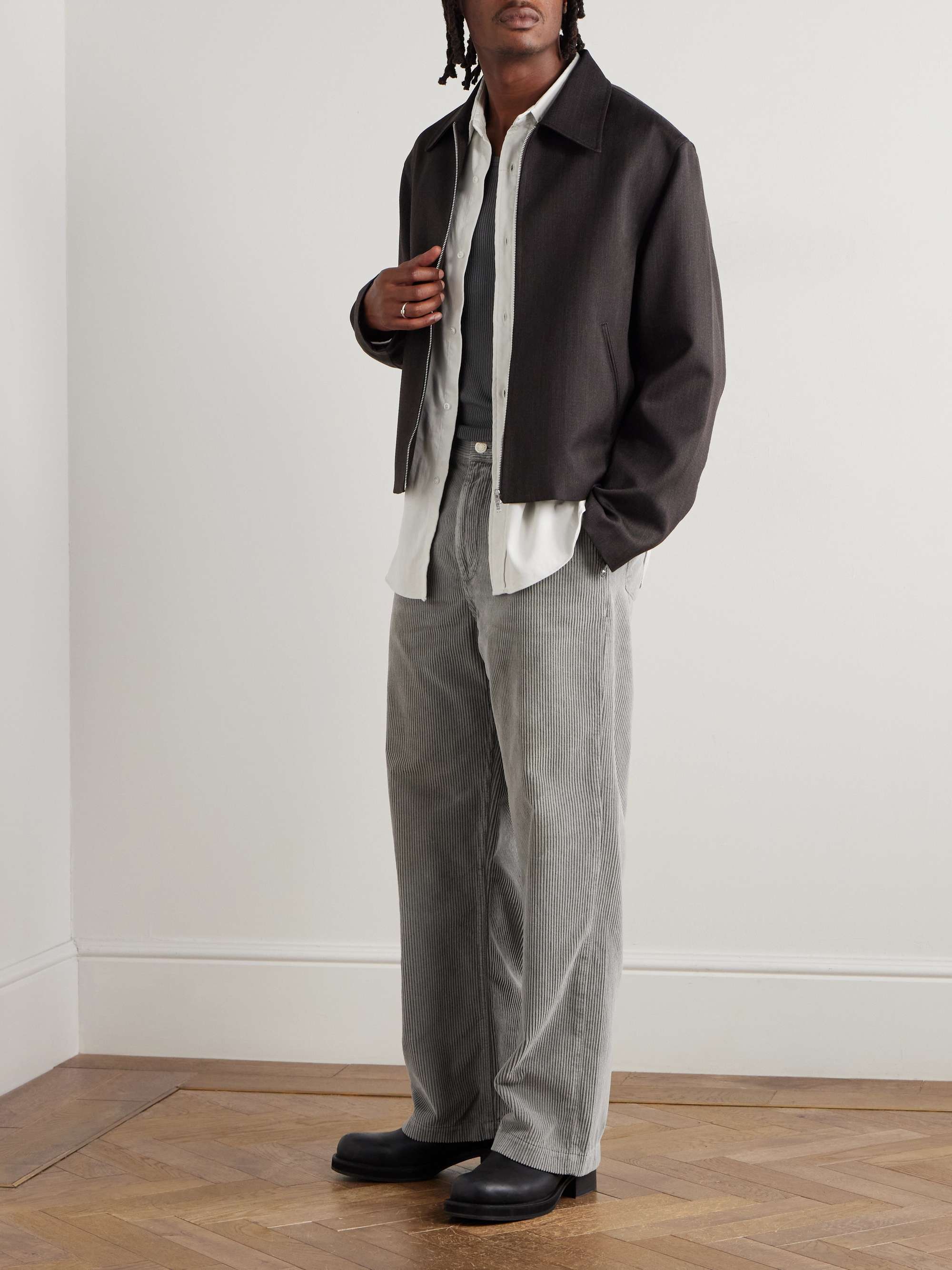 mfpen スラックス mfpen Service Trousers in Taupe Vintage Stripe Curated at