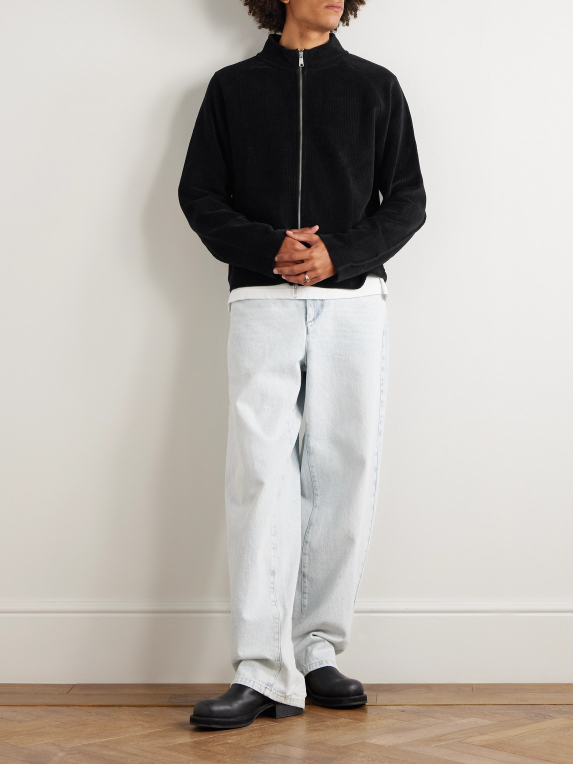Mfpen Leisure Cotton Zip-up Sweater In Black