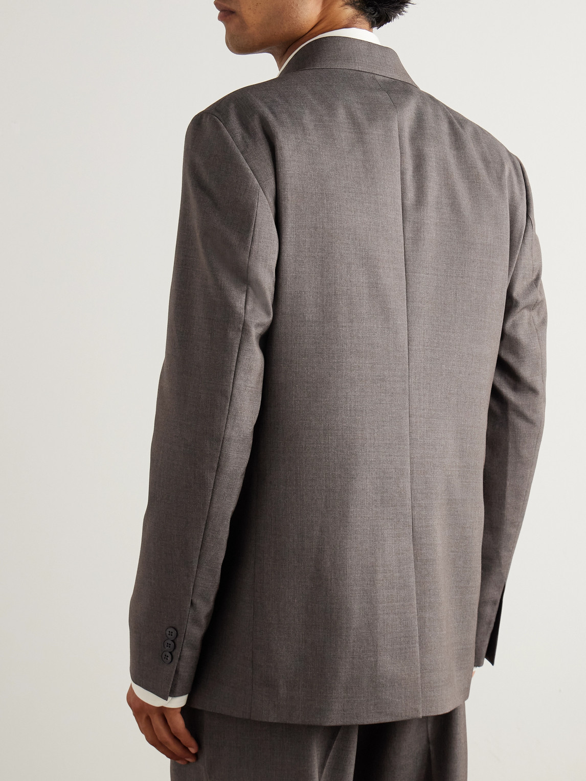 Mfpen Double-breasted Wool-twill Suit Jacket In Gray