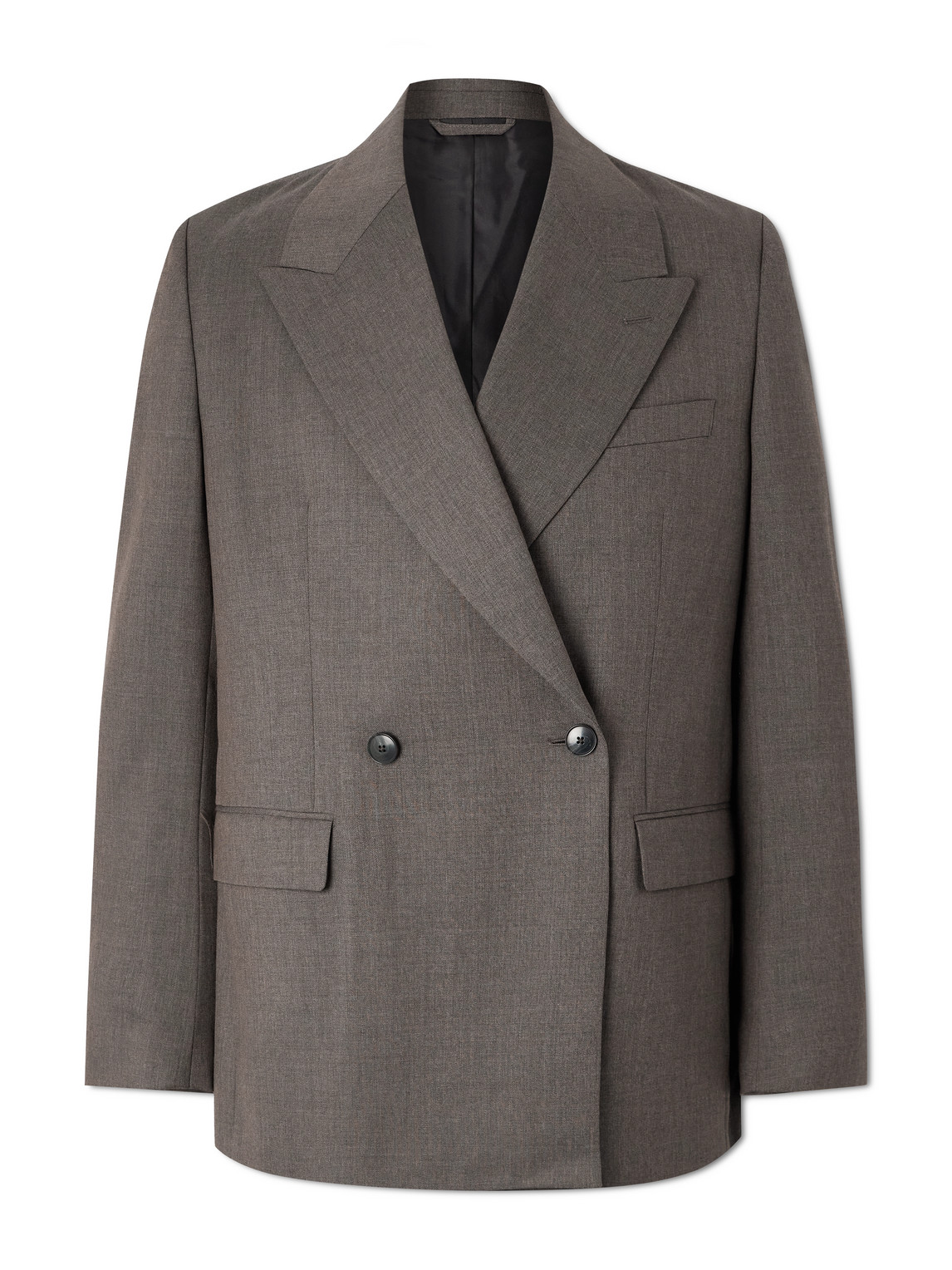 Mfpen Double-breasted Wool-twill Suit Jacket In Gray