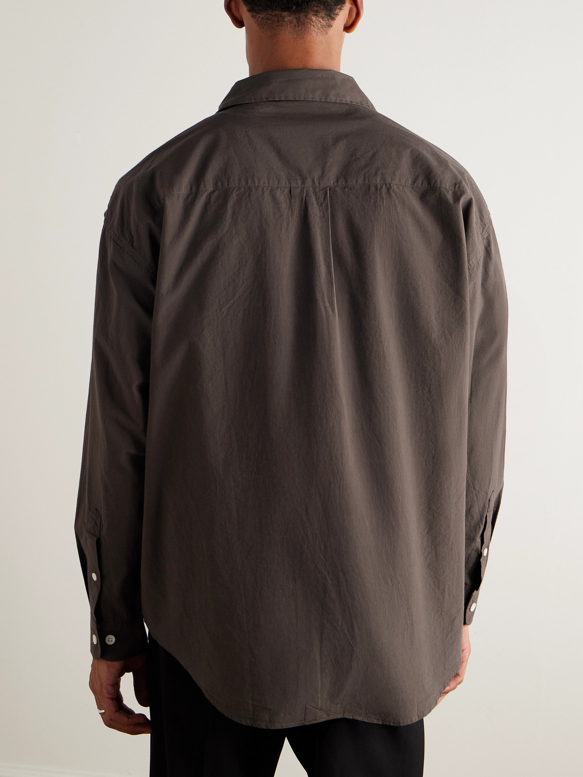 Mfpen Oversized Micro Structure Shirt In Brown