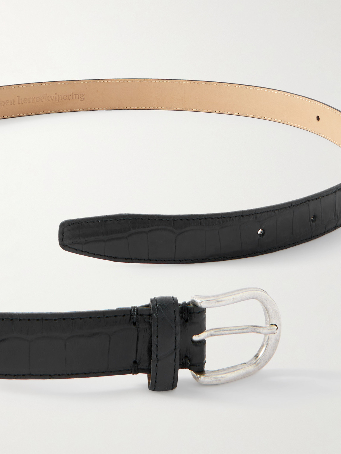 Mfpen Occasion 2.5cm Croc-effect Leather Belt In Black