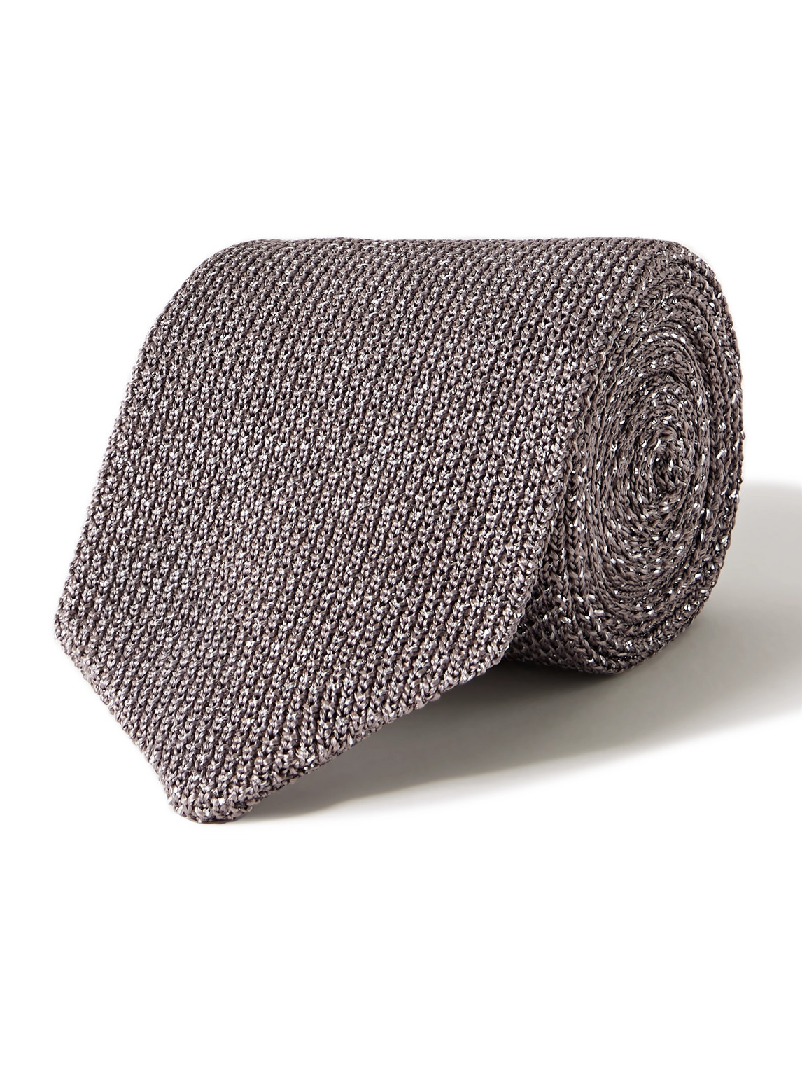 Mfpen 7cm Metallic Silk-blend Tie In Gray