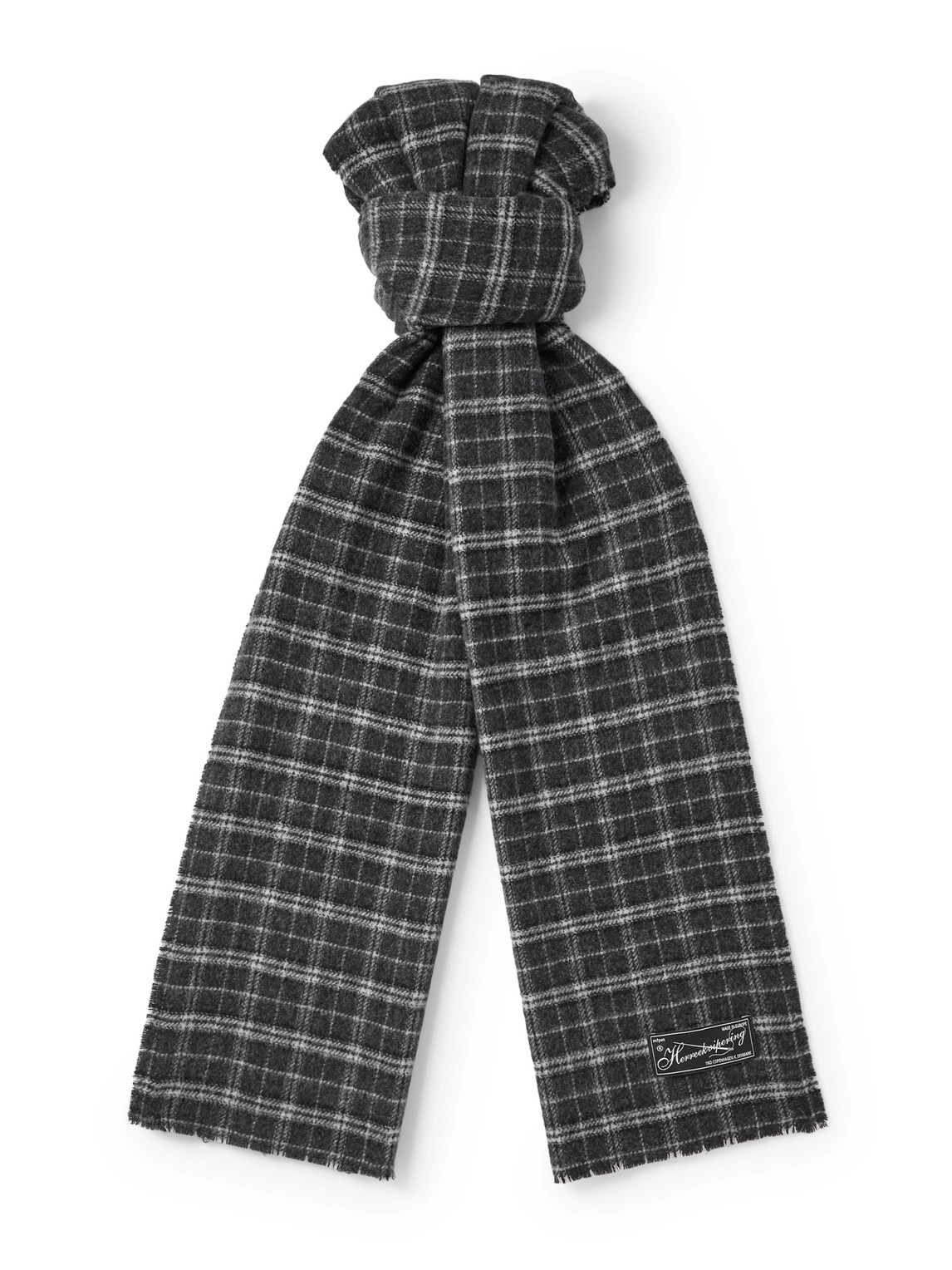Mfpen Checked Brushed Wool Scarf In Black