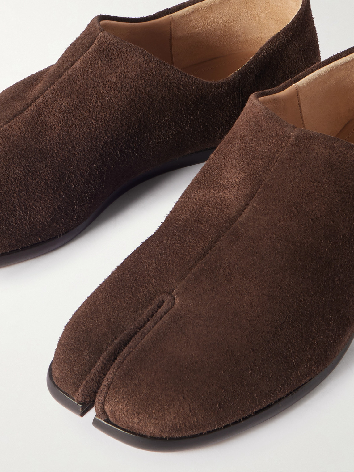 Maison Margiela Tabi Split-toe Suede Loafers In Brown