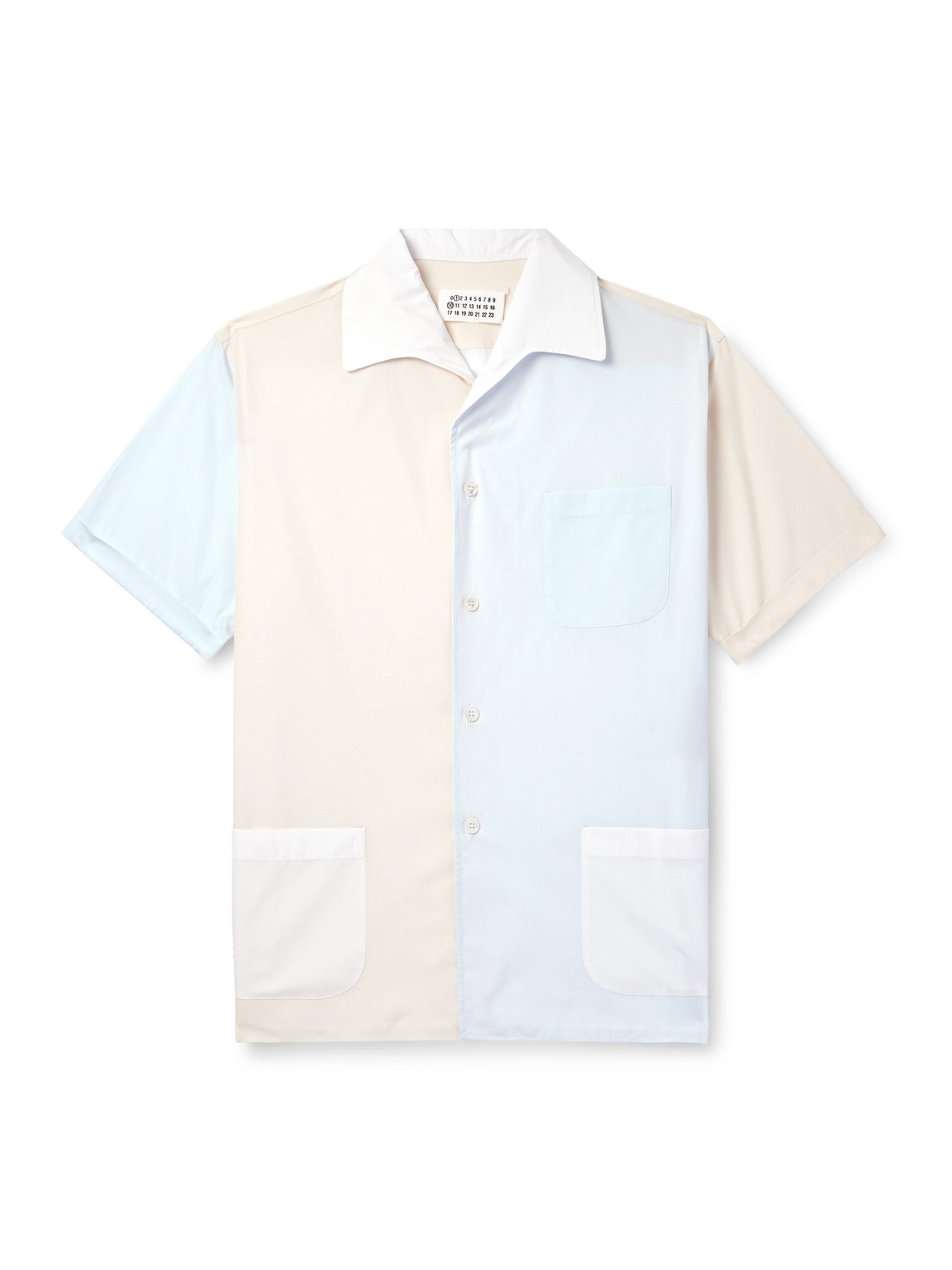 Maison Margiela Camp-collar Colour-block Cotton-poplin Shirt In White