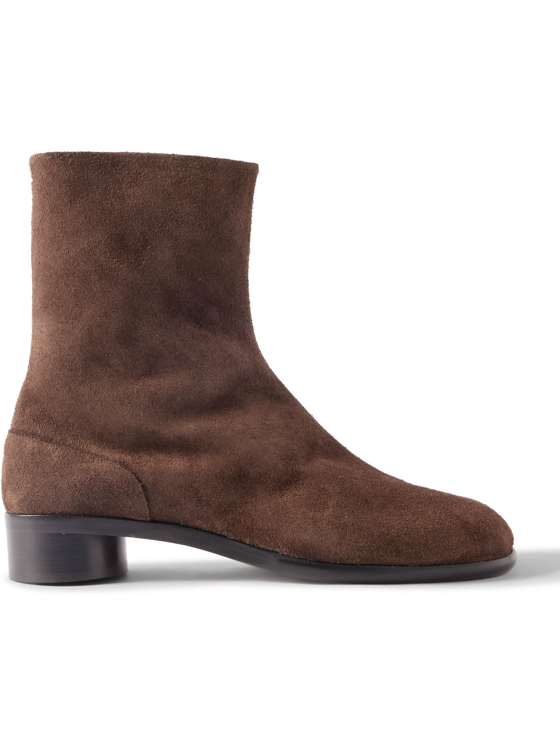 Maison Margiela Tabi Suede Boots In Brown
