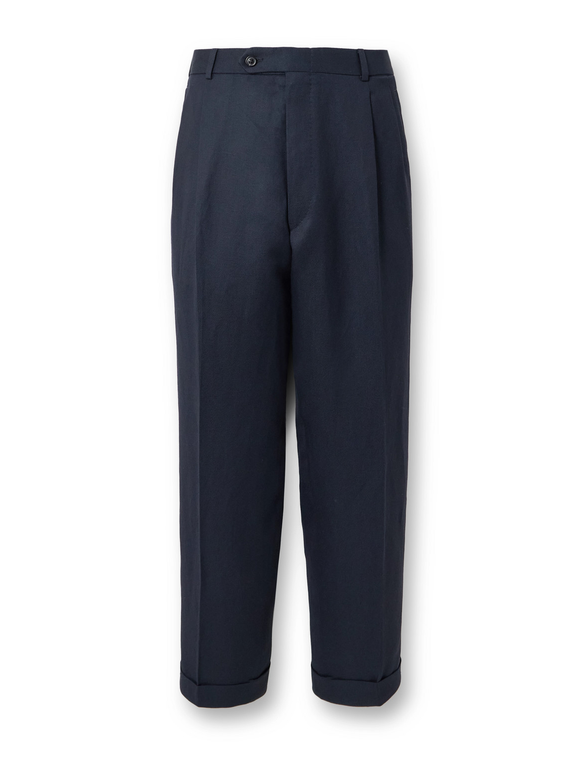Straight-Leg Wool and Linen-Blend Trousers