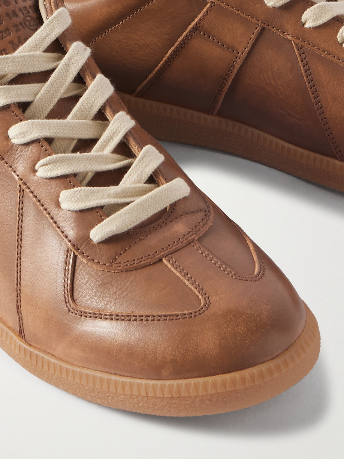 Maison Margiela Margiela Distressed Leather Replica Sneaker Brown In Brown