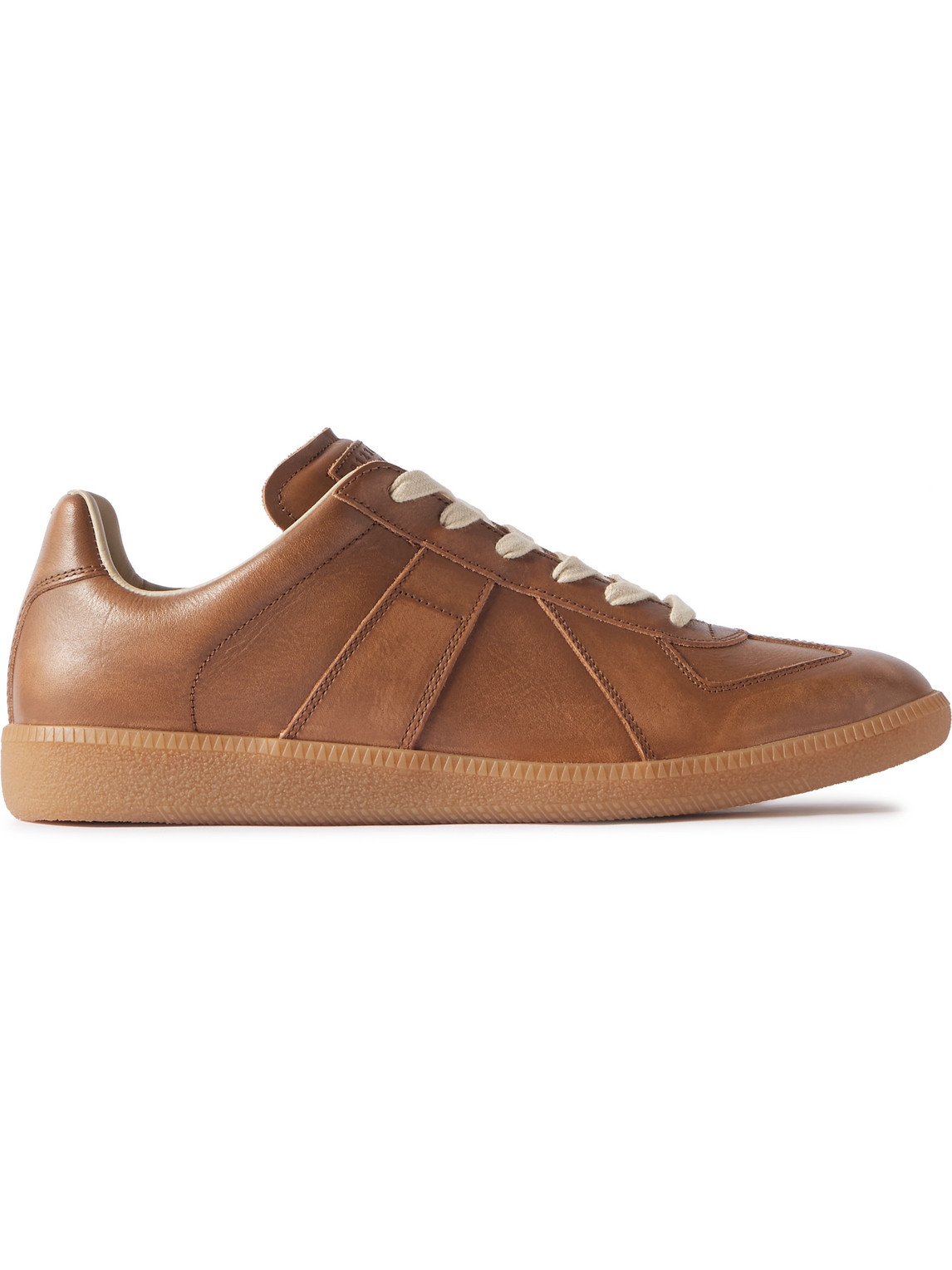 Maison Margiela Margiela Distressed Leather Replica Sneaker Brown In Brown