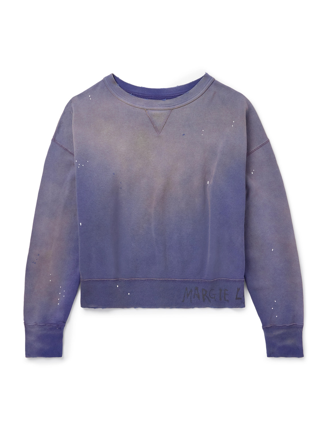 Cropped Paint-Splattered Cotton-Jersey Sweatshirt