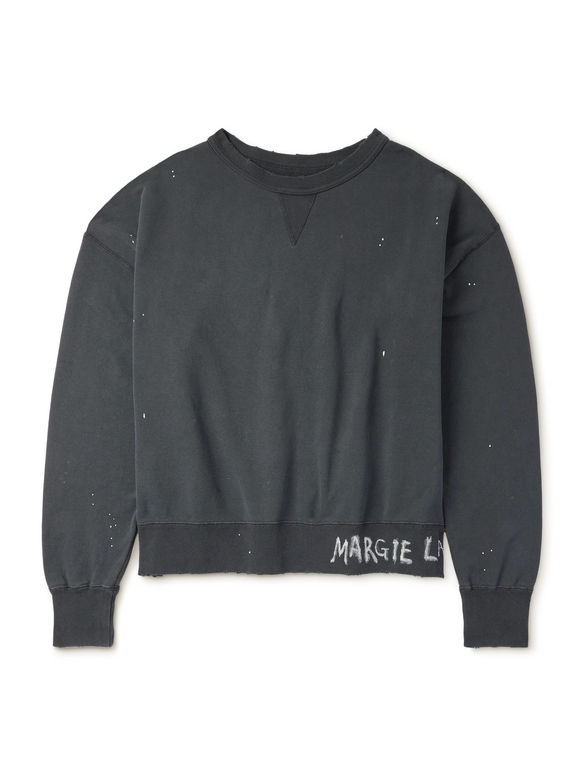Cropped Paint-Splattered Cotton-Jersey Sweatshirt