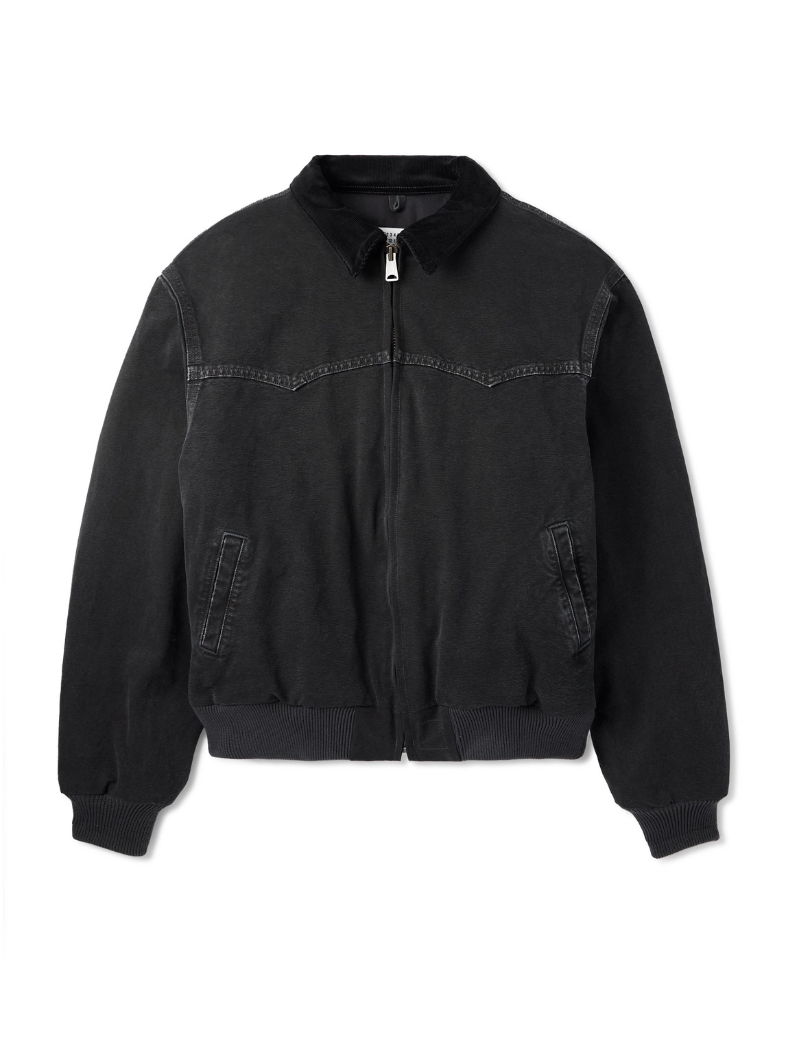 Maison Margiela Velvet-trimmed Padded Cotton-canvas Jacket In Black