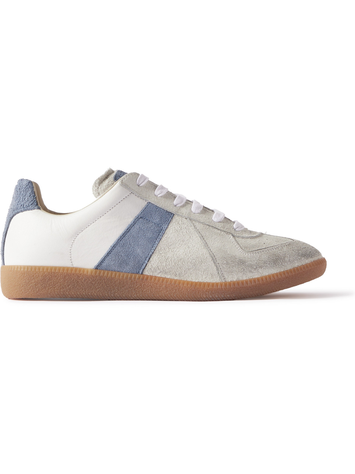 Replica Distressed Suede and Leather Sneakers