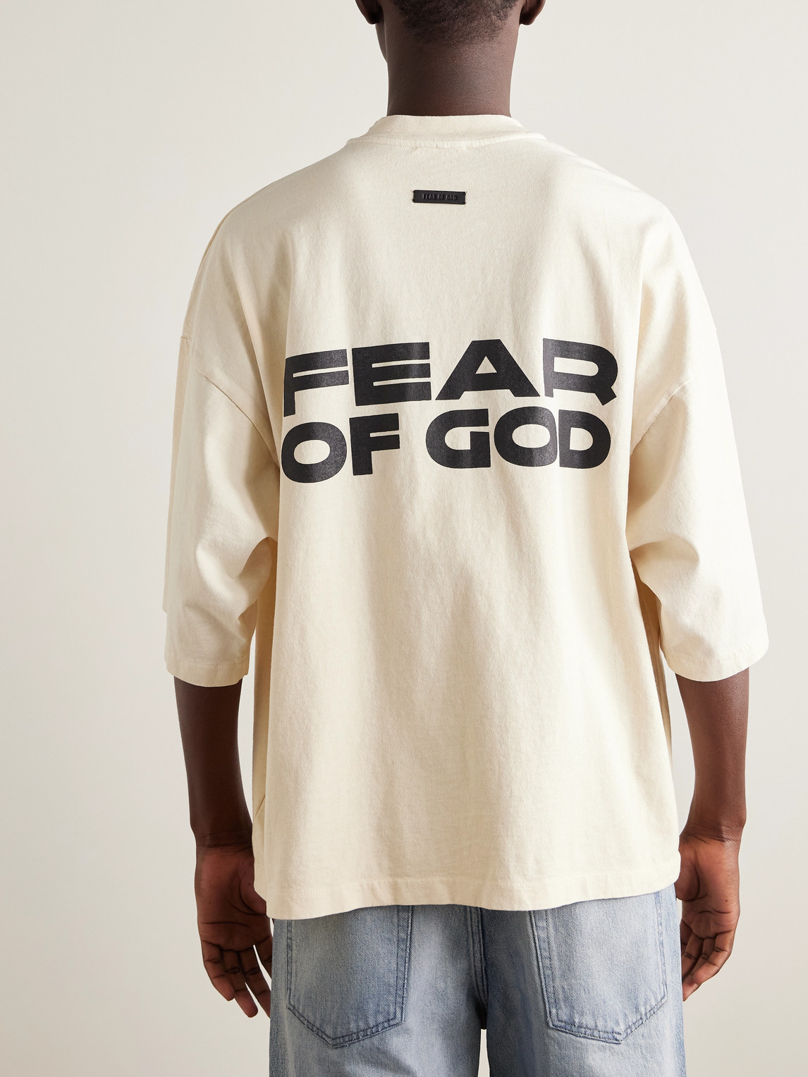 Fear Of God Disciple Oversized Logo-print Cotton-jersey T-shirt In Neutral