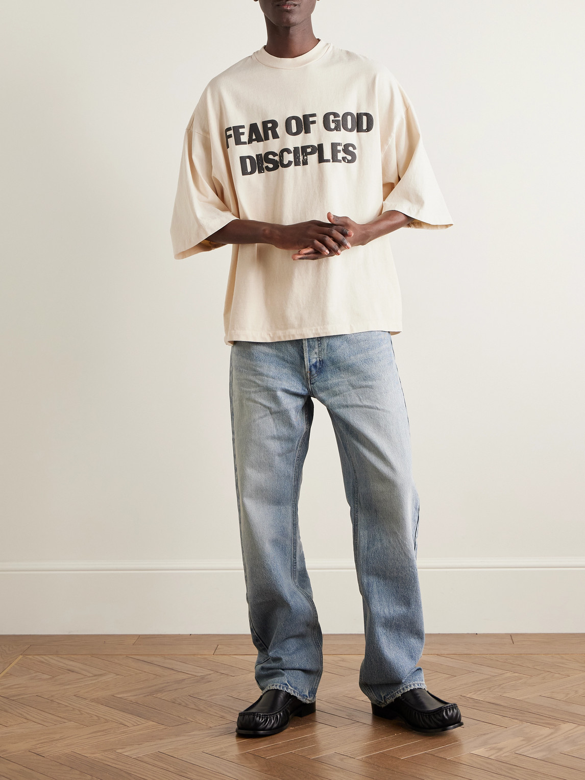 Fear Of God Disciple Oversized Logo-print Cotton-jersey T-shirt In Neutral