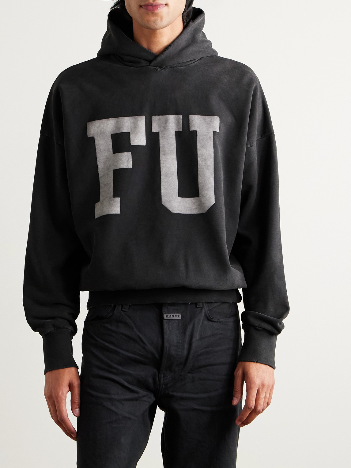 Fear Of God Qualified Printed Cotton-jersey Hoodie In Black