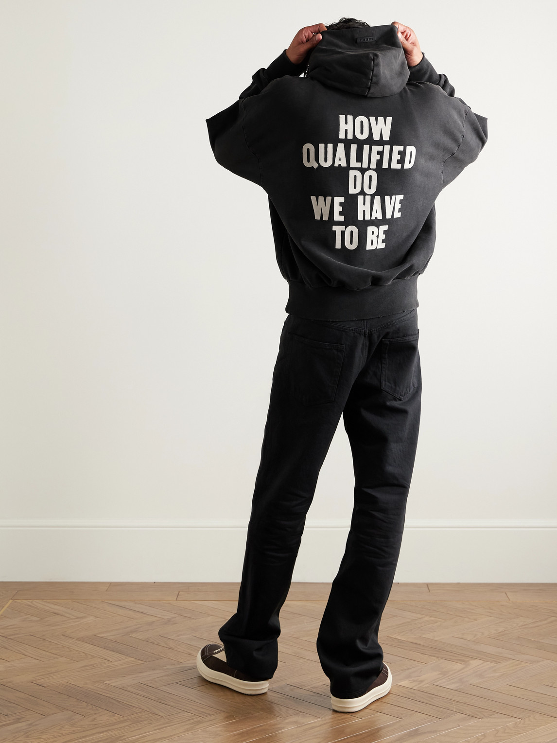 Fear Of God Qualified Printed Cotton-jersey Hoodie In Black