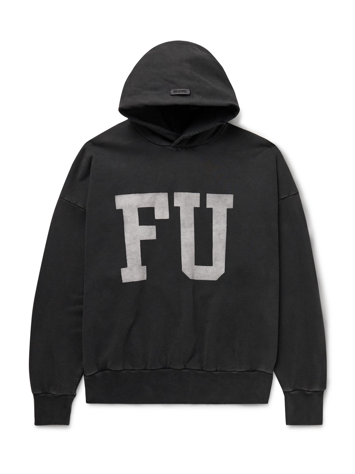 Fear Of God Qualified Printed Cotton-jersey Hoodie In Black