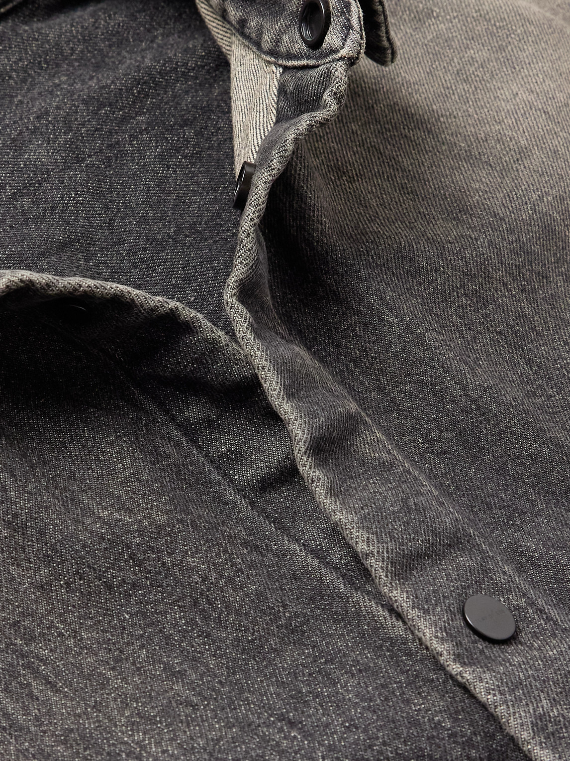 Fear Of God Men Snap Front Denim Overshirt In Black