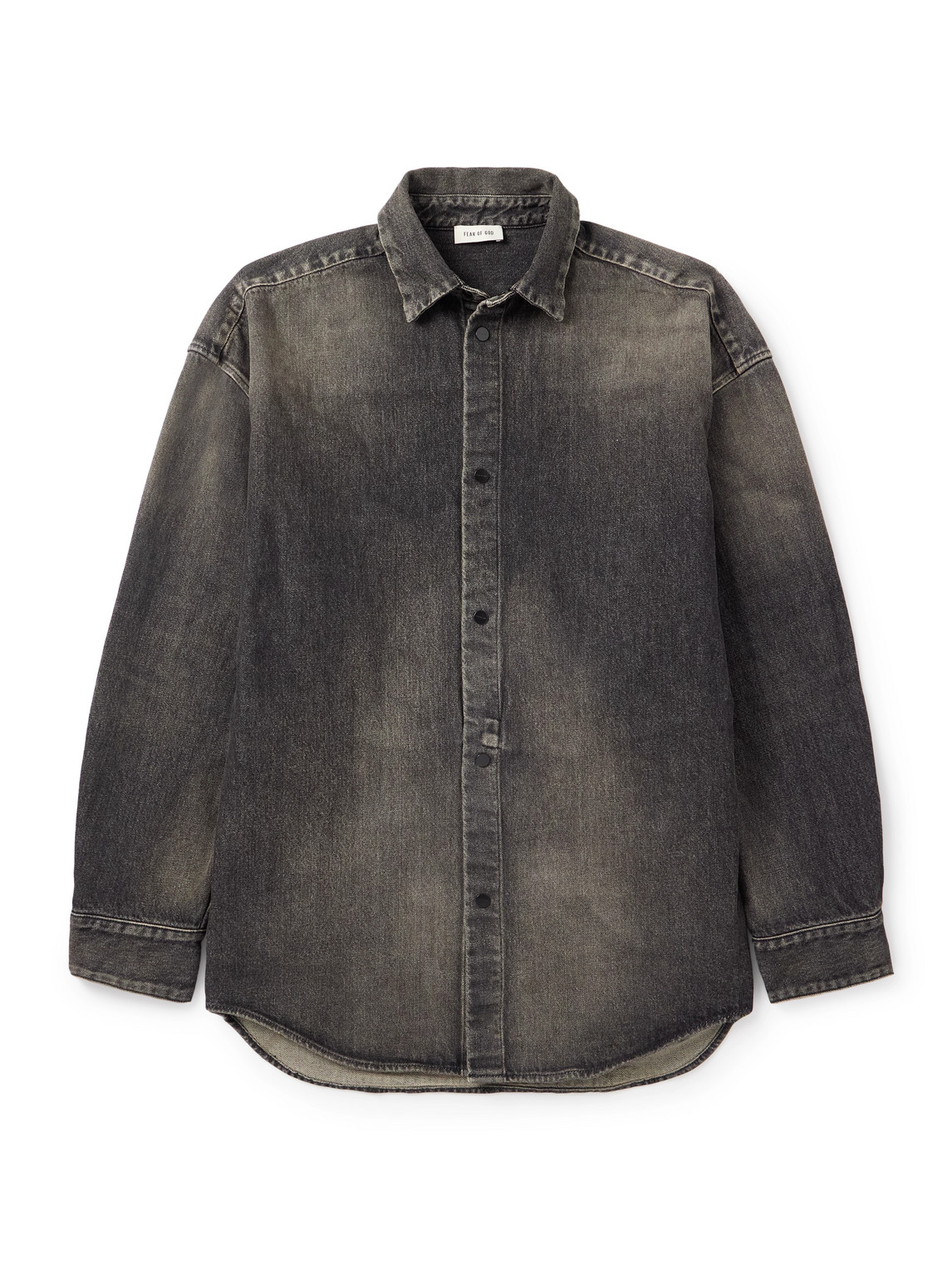 Fear Of God Men Snap Front Denim Overshirt In Black