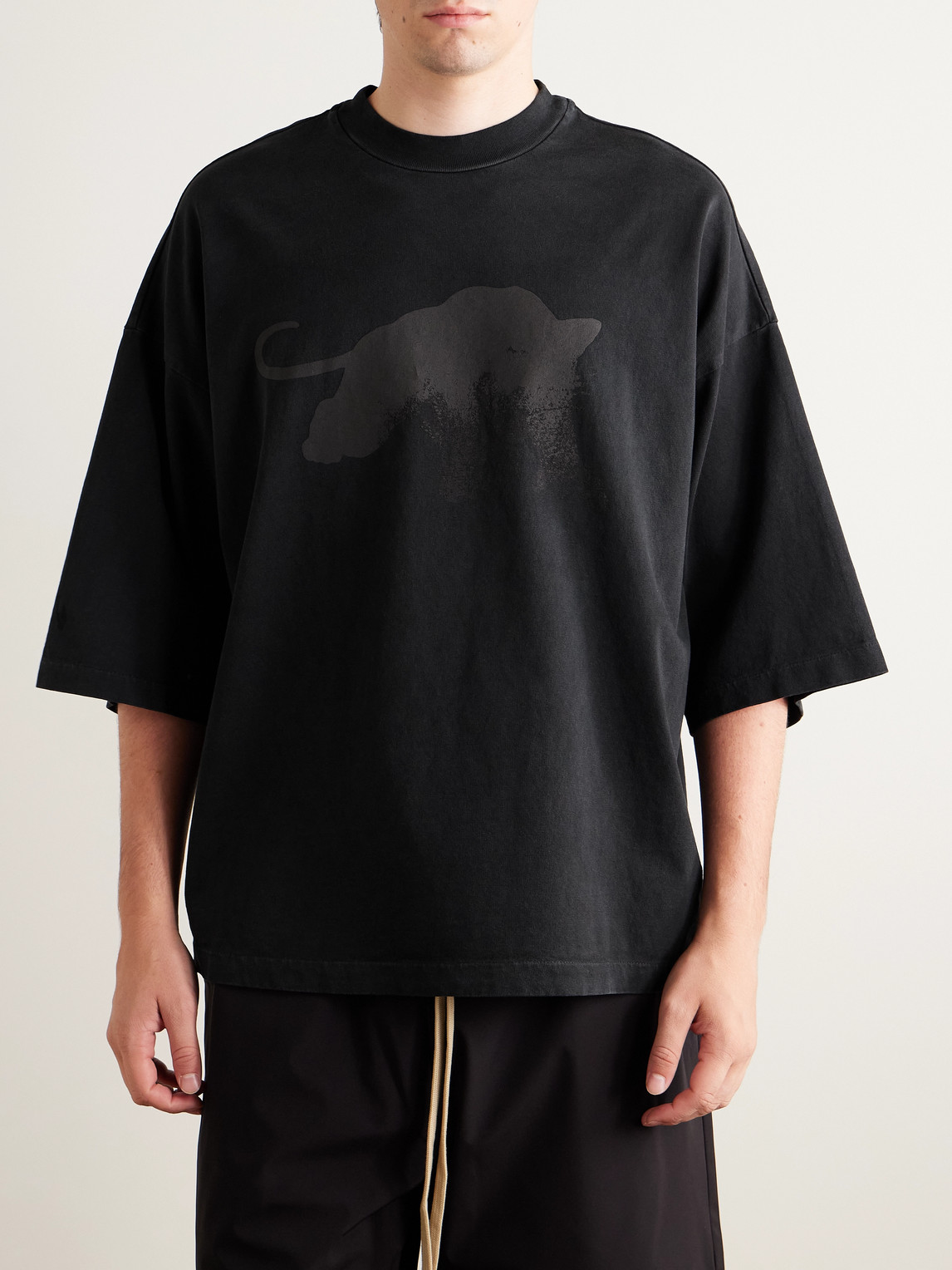Fear Of God Les Panteres Oversized Printed Cotton-jersey T-shirt In Black