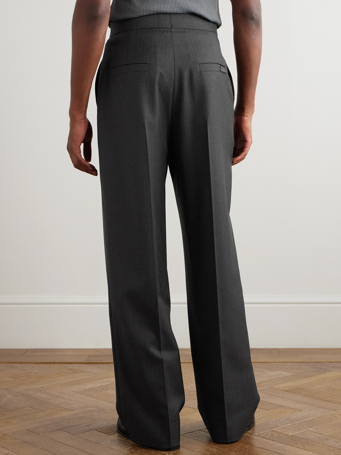 Fear Of God Straight-leg Pleated Virgin Wool-herringbone Suit Trousers In Black
