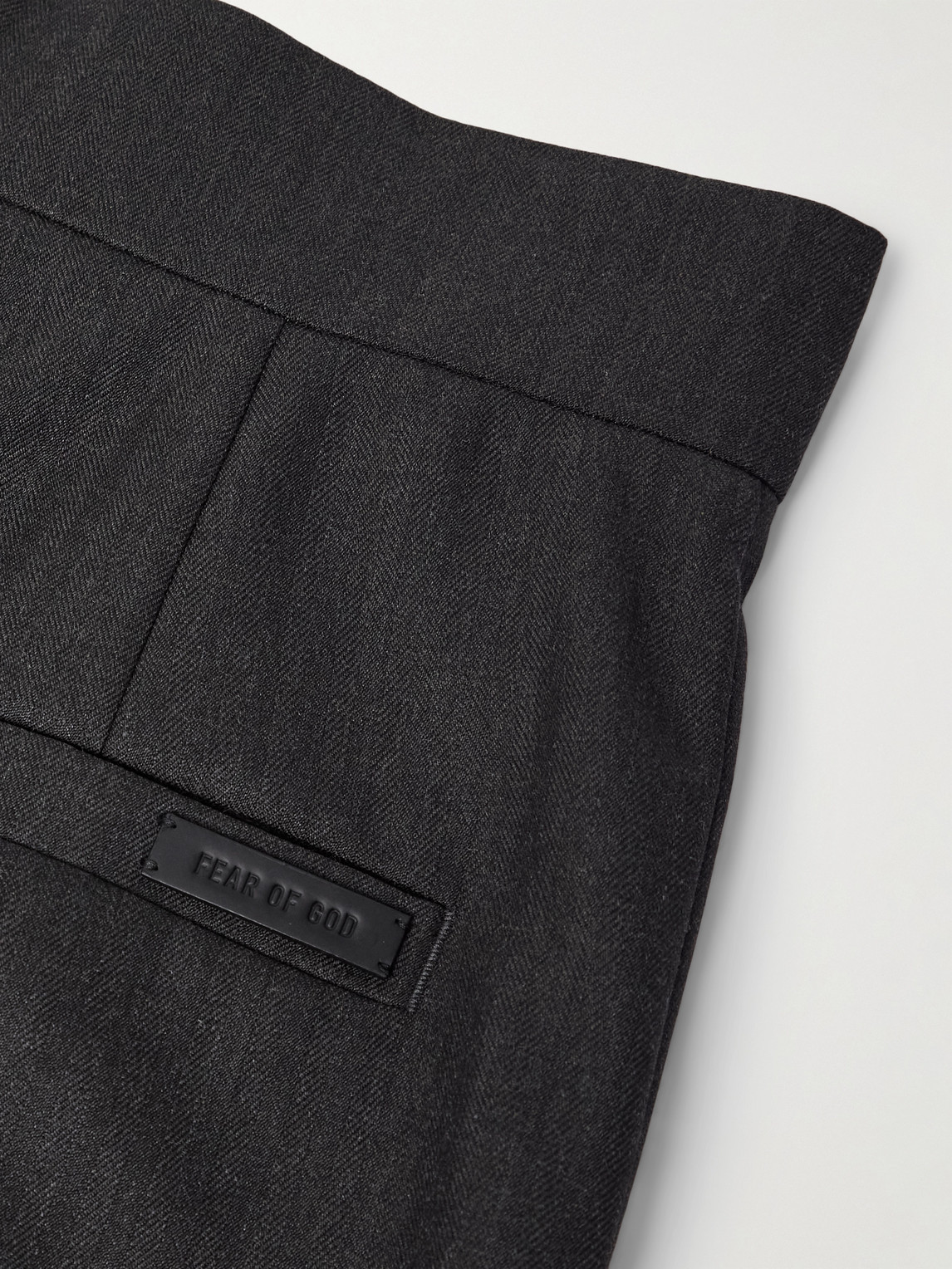 Fear Of God Straight-leg Pleated Virgin Wool-herringbone Suit Trousers In Black