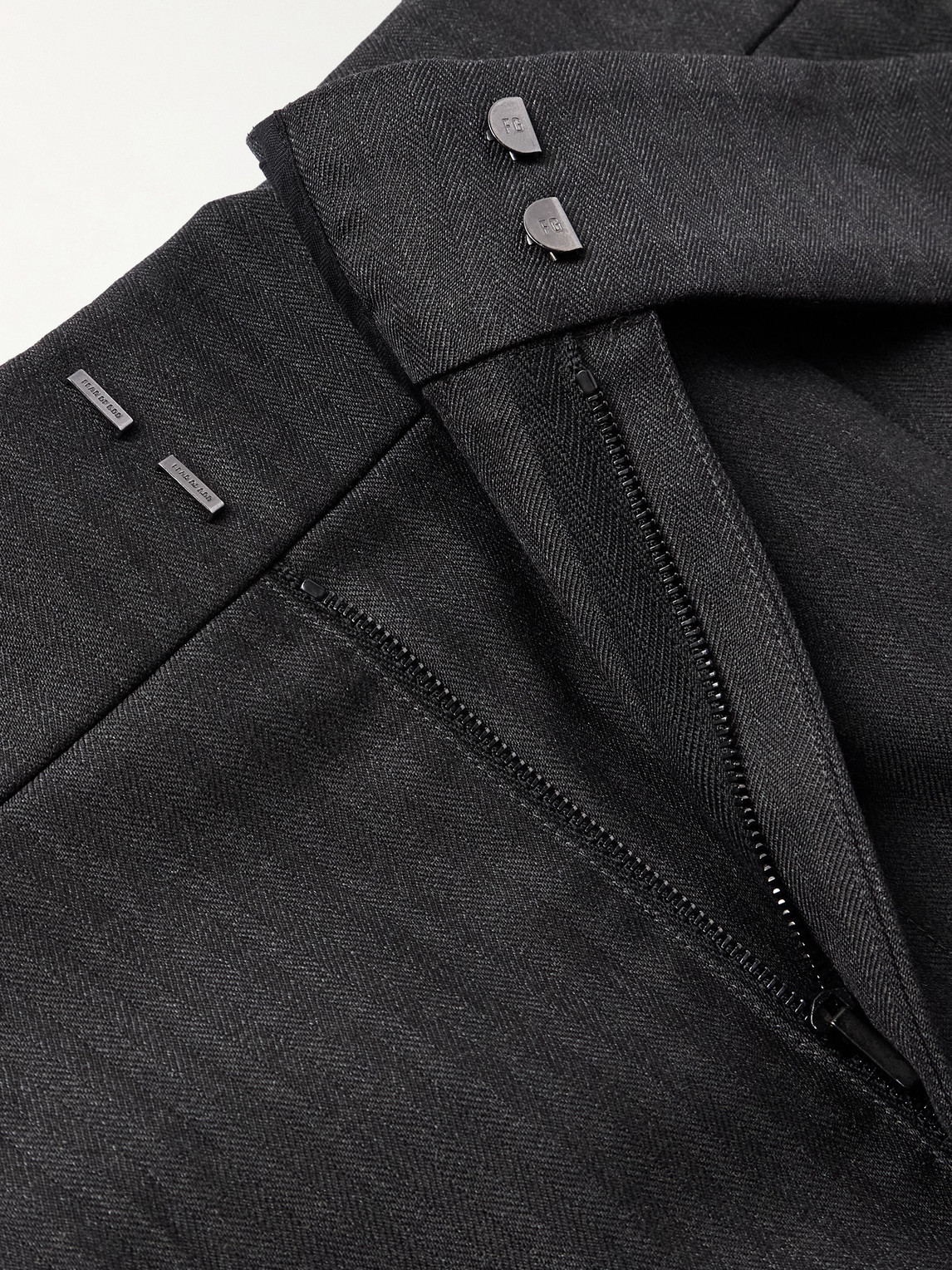 Fear Of God Straight-leg Pleated Virgin Wool-herringbone Suit Trousers In Black
