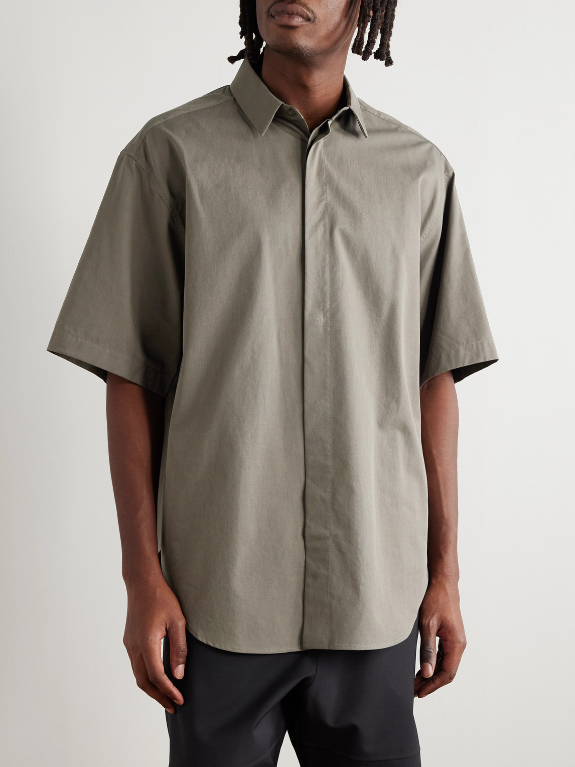 Fear Of God Oversized Cotton And Lyocell-blend Twill Shirt In Gray