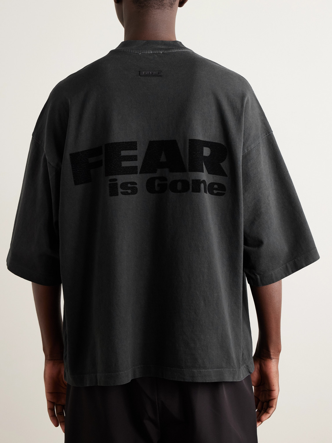 Fear Of God Fear Is Gone Oversized Logo-print Cotton-jersey T-shirt In Black