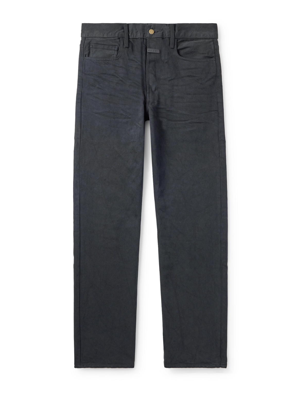 Fear Of God Straight-leg Logo-appliquéd Jeans In Black