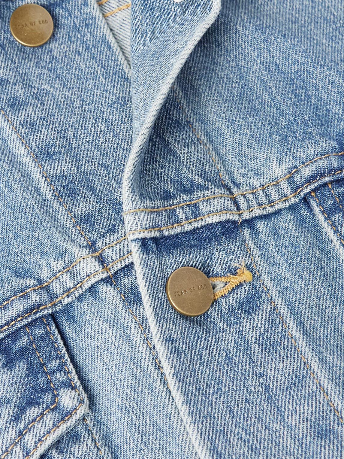 Fear Of God Light Indigo Blue Cotton Trucker Jacket With Overwashed Effect In Blue