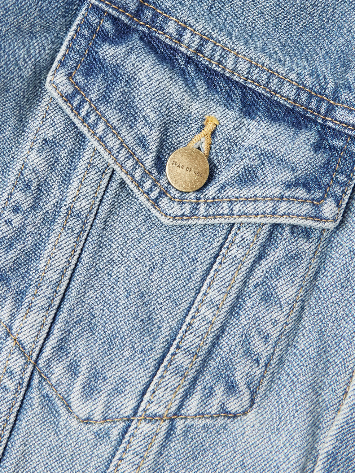 Fear Of God Light Indigo Blue Cotton Trucker Jacket With Overwashed Effect In Blue