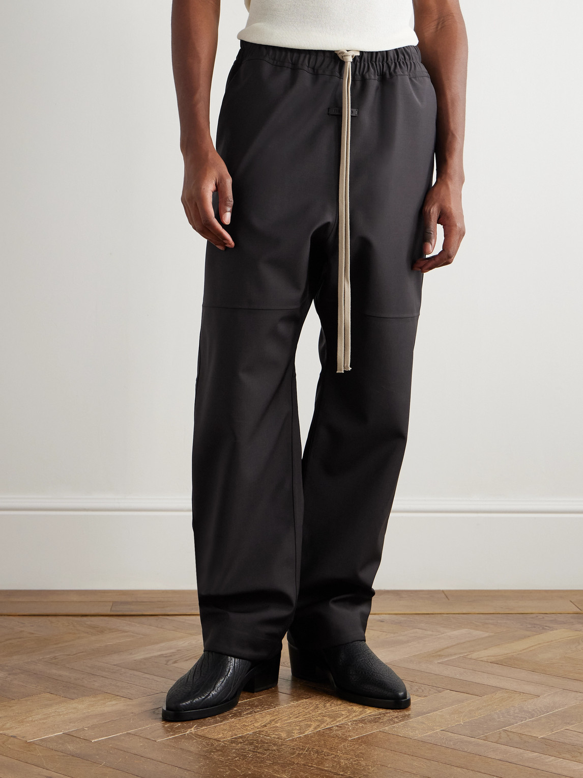 Fear Of God Straight-leg Panelled Woven Drawstring Trousers In Black