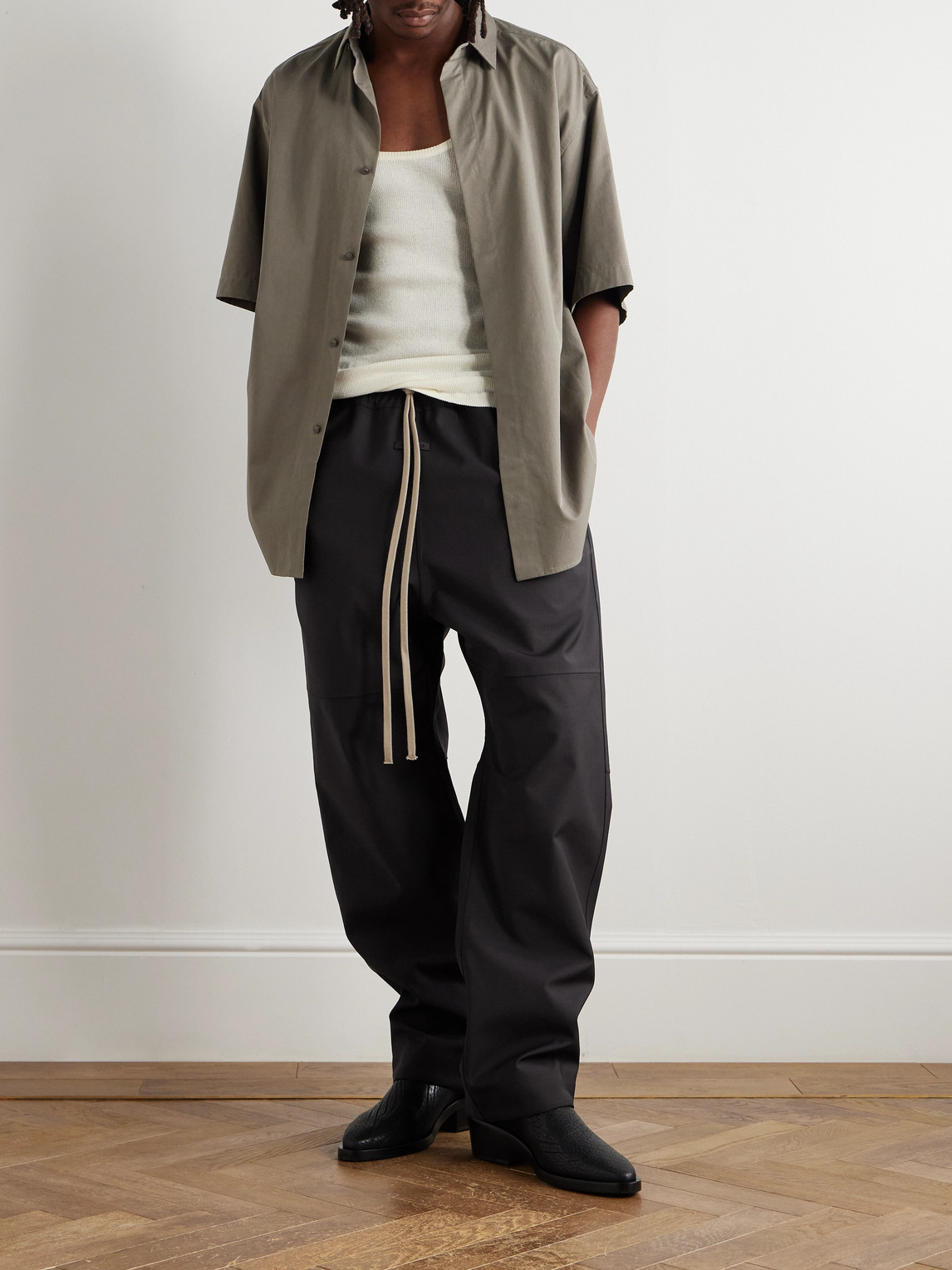 Fear Of God Straight-leg Panelled Woven Drawstring Trousers In Black