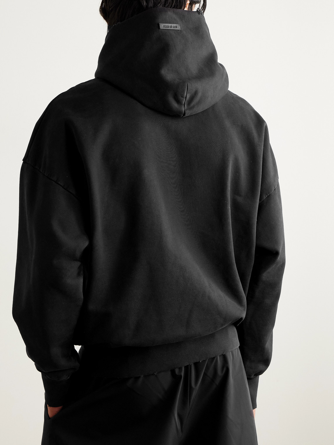 Fear Of God Logo-print Cotton-jersey Hoodie In Black