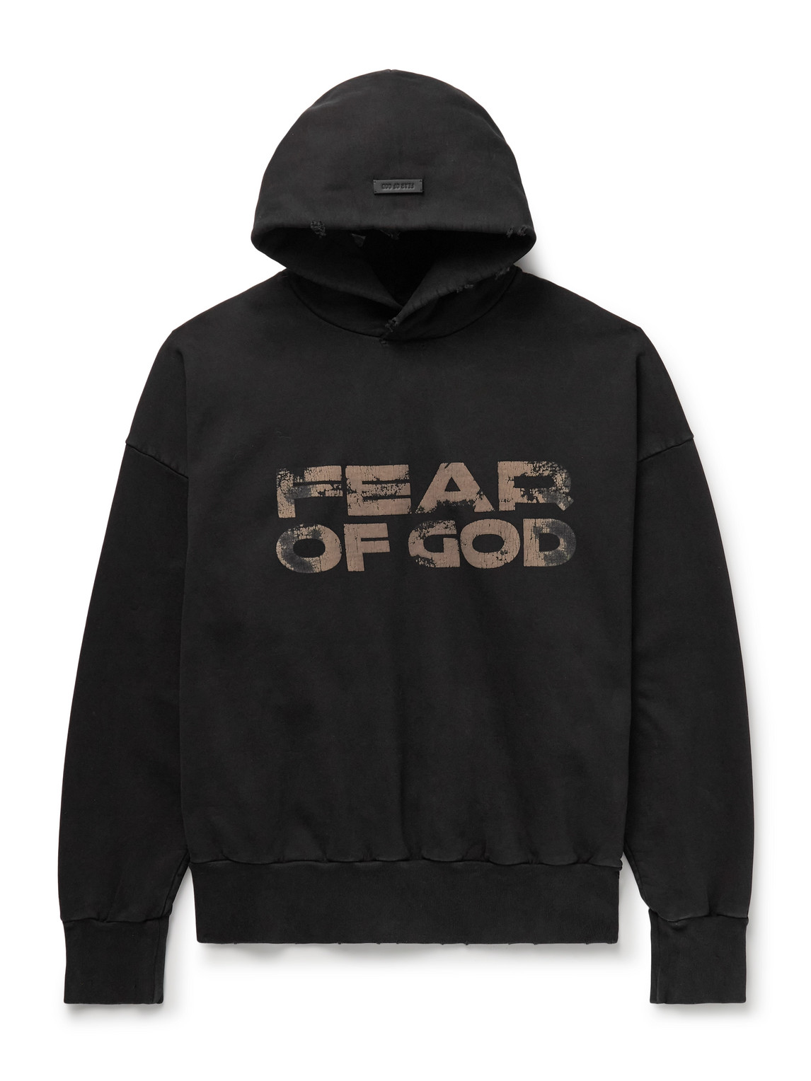 Fear Of God Logo-print Cotton-jersey Hoodie In Black