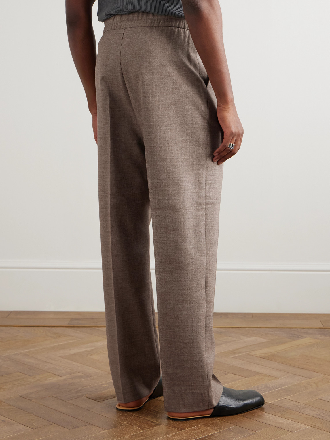 Fear Of God Classic Straight-leg Pleated Wool Drawstring Trousers In Brown