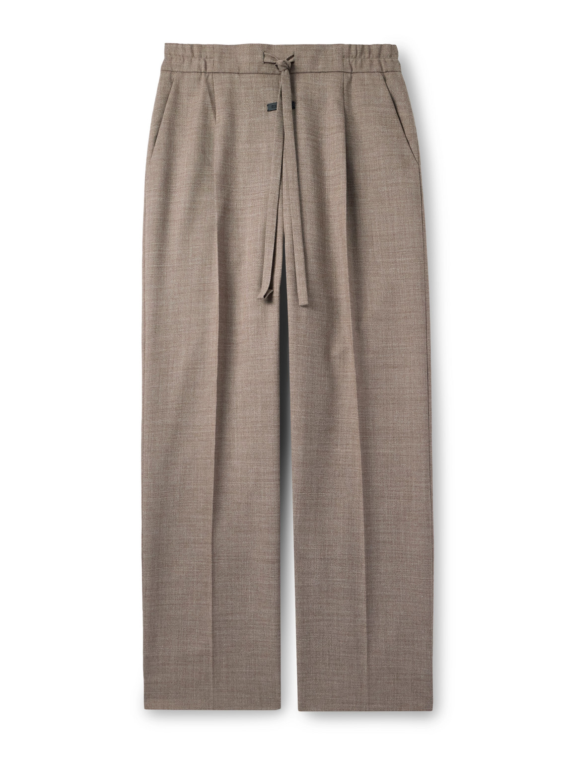 Fear Of God Classic Straight-leg Pleated Wool Drawstring Trousers In Brown