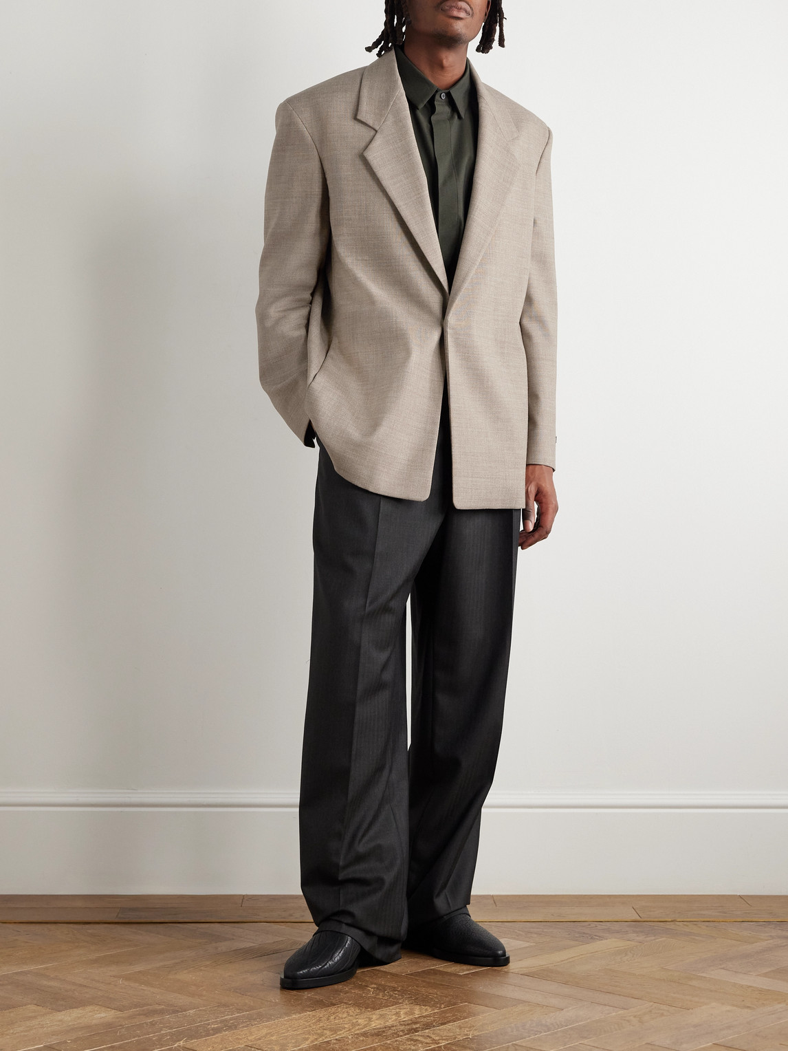 Fear Of God Mens Dune Pearl Notch-lapel Single-breasted Wool Blazer In Gray