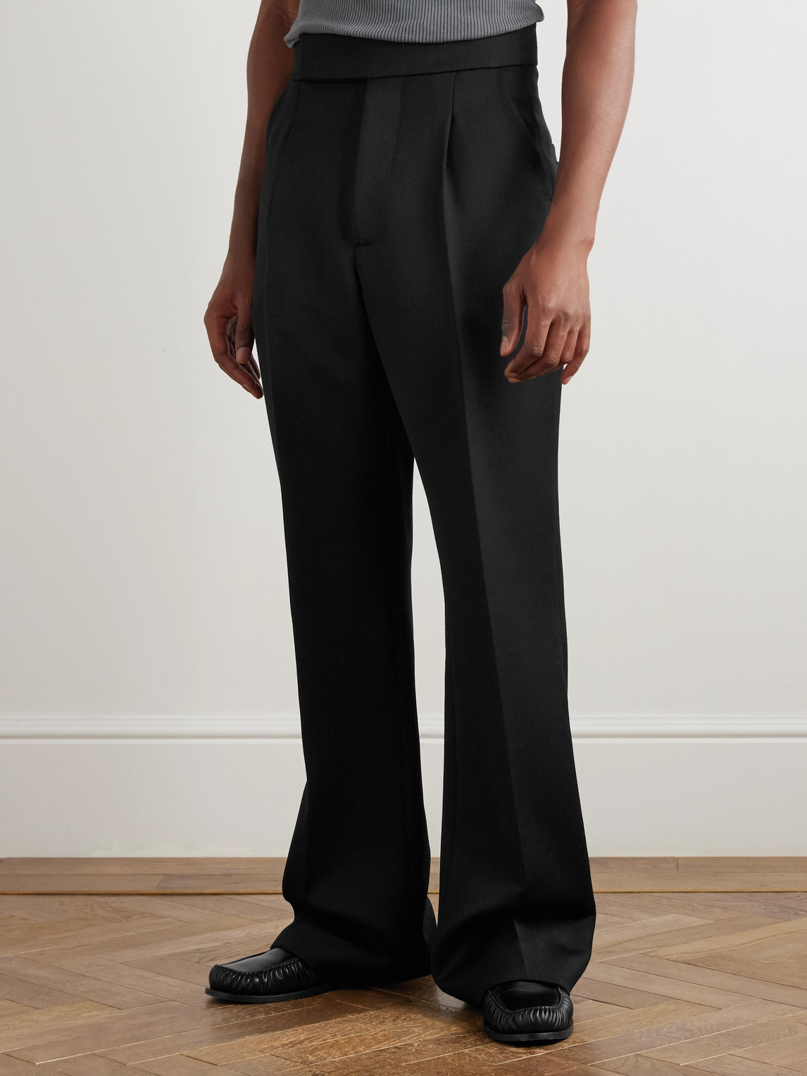 Fear Of God Straight-leg Pleated Wool Trousers In Black