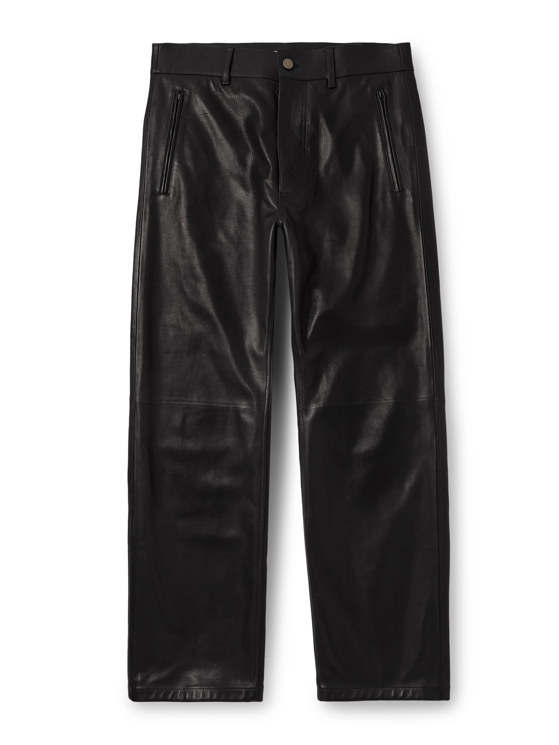 Fear Of God Straight-leg Full-grain Leather Trousers In Black