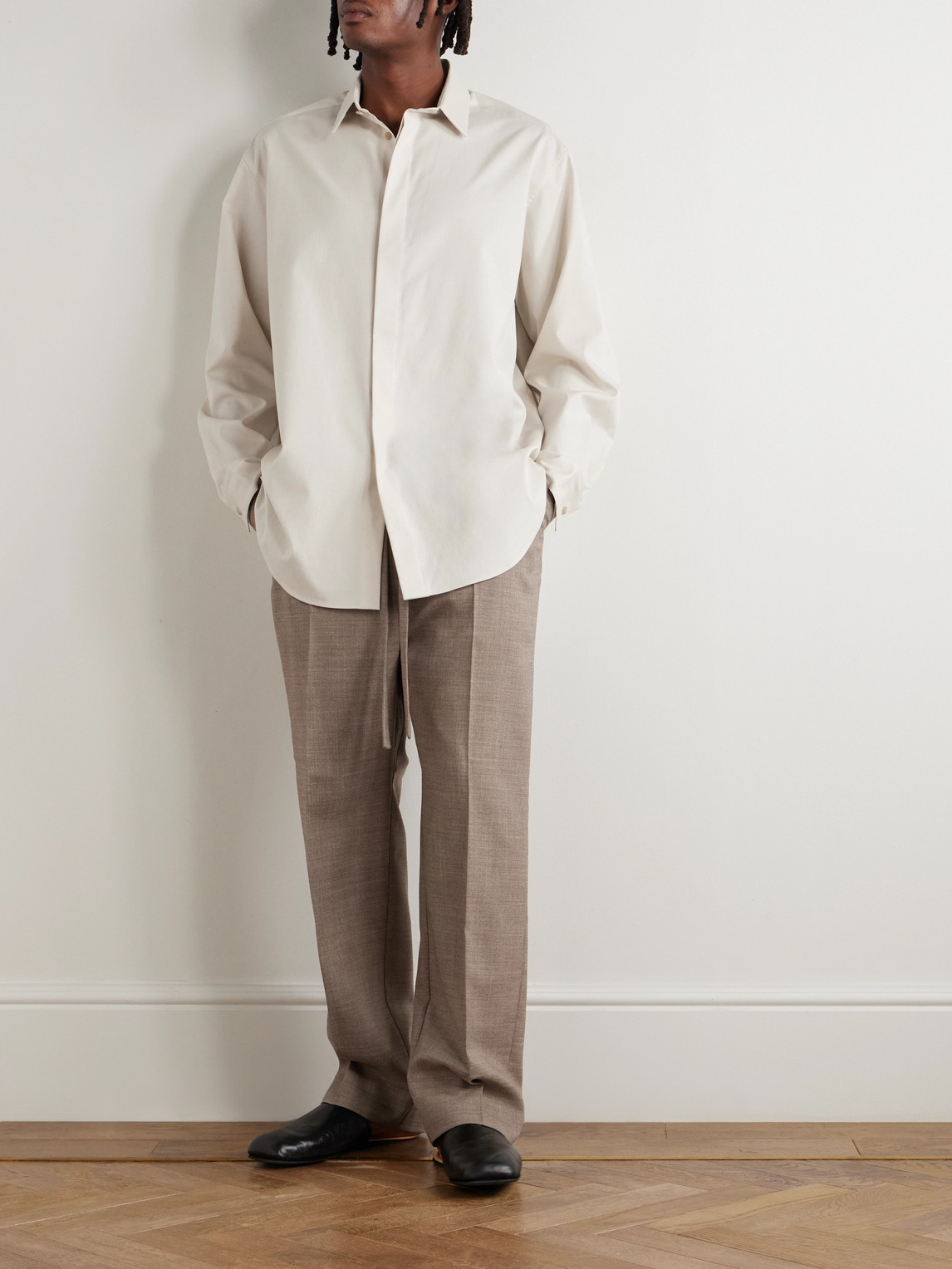 Fear Of God Oversized Button-down Collar Cotton-poplin Shirt In White